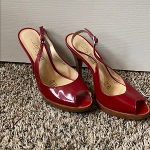 Sling back red heels